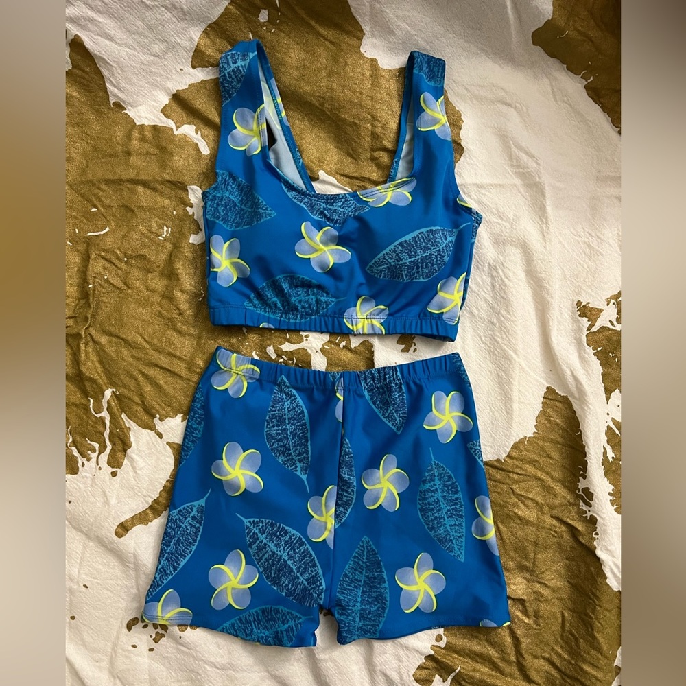Blue print swimming suit set